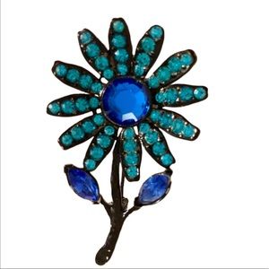 Signed Vintage Rhinestone Flower Pin